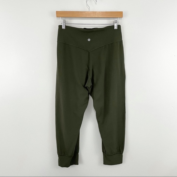 Olive Green Women's Cropped Pants - Picture 6 of 7